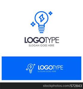 Bulb, Light, Power Blue Outline Logo Place for Tagline