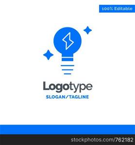 Bulb, Light, Power Blue Solid Logo Template. Place for Tagline