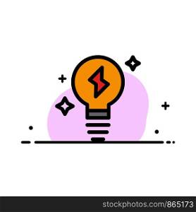 Bulb, Light, Power Business Flat Line Filled Icon Vector Banner Template