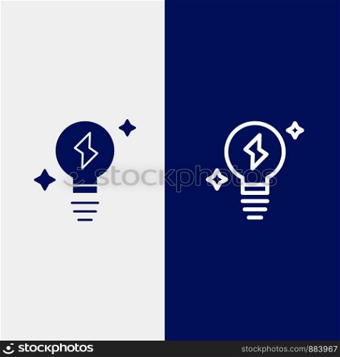 Bulb, Light, Power Line and Glyph Solid icon Blue banner Line and Glyph Solid icon Blue banner