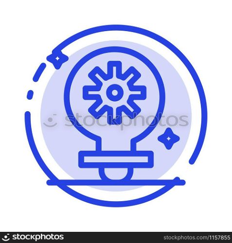 Bulb, Light, Setting, Gear Blue Dotted Line Line Icon