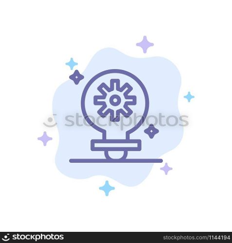 Bulb, Light, Setting, Gear Blue Icon on Abstract Cloud Background