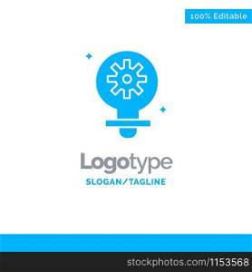 Bulb, Light, Setting, Gear Blue Solid Logo Template. Place for Tagline