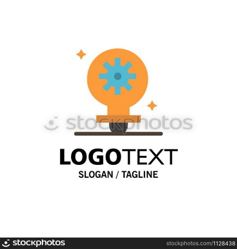 Bulb, Light, Setting, Gear Business Logo Template. Flat Color