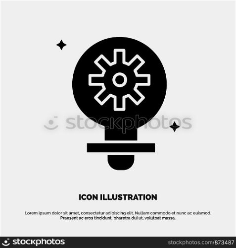 Bulb, Light, Setting, Gear solid Glyph Icon vector