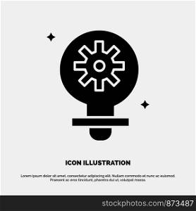 Bulb, Light, Setting, Gear solid Glyph Icon vector