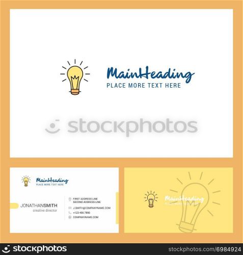 Bulb Logo design with Tagline & Front and Back Busienss Card Template. Vector Creative Design