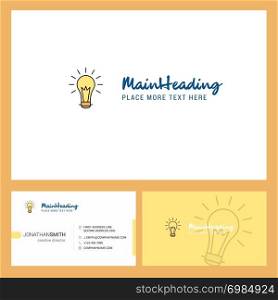 Bulb Logo design with Tagline & Front and Back Busienss Card Template. Vector Creative Design