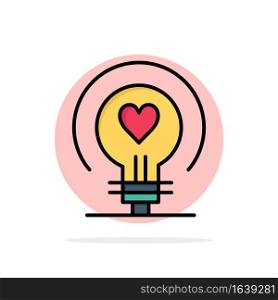 Bulb, Love, Heart, Wedding Abstract Circle Background Flat color Icon
