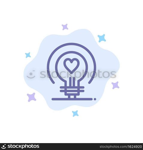 Bulb, Love, Heart, Wedding Blue Icon on Abstract Cloud Background