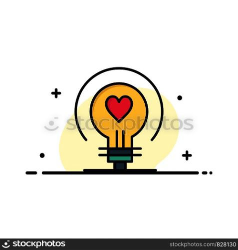Bulb, Love, Heart, Wedding Business Logo Template. Flat Color