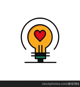 Bulb, Love, Heart, Wedding Flat Color Icon. Vector icon banner Template