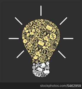 Bulb made of business subjects. A vector illustration