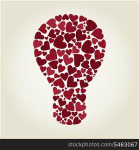 Bulb made of hearts. A vector illustration