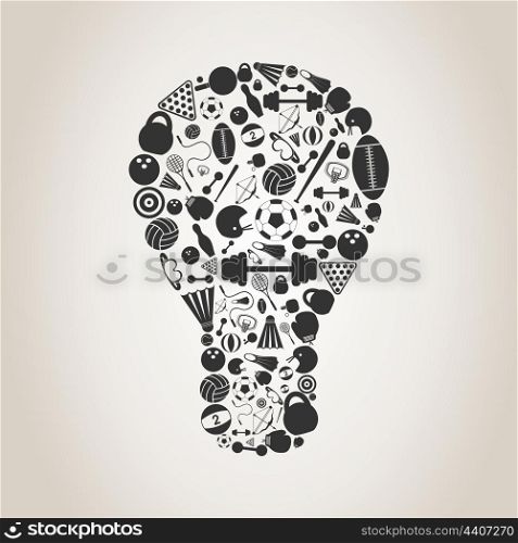 Bulb made of stock sports. A vector illustration