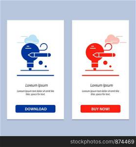 Bulb, Pencil, Education Blue and Red Download and Buy Now web Widget Card Template