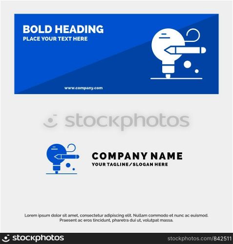 Bulb, Pencil, Education SOlid Icon Website Banner and Business Logo Template