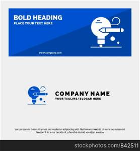 Bulb, Pencil, Education SOlid Icon Website Banner and Business Logo Template