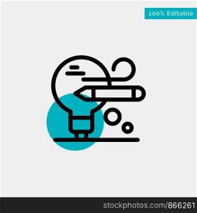 Bulb, Pencil, Education turquoise highlight circle point Vector icon