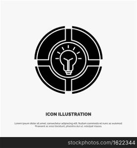 Bulb, Pie, Chat, Light, Idea solid Glyph Icon vector