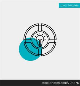 Bulb, Pie, Chat, Light, Idea turquoise highlight circle point Vector icon