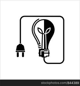 Bulb Plug Icon, Bulb Plug With Cord Vector Art Illustration