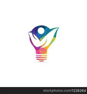 Bulb solution logo design. People idea logo, eco , social and humanity logo design.