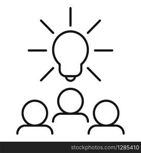 Bulb team idea icon. Outline bulb team idea vector icon for web design isolated on white background. Bulb team idea icon, outline style
