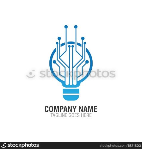 Bulb tech Circuit logo design, Electric light Technology icon