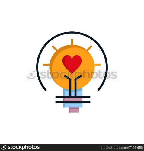 Bulb, Valentine, Light, Light Bulb, Tips Flat Color Icon. Vector icon banner Template