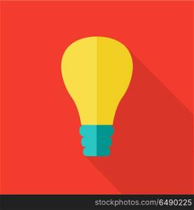 Bulb vector Icon in flat style. Classic lamp picture for ideas, brainstorming, illumination concepts, web, app, icons, infographics, logotype design. Isolated on white background. . Bulb Vector Icon in Flat Style Design. . Bulb Vector Icon in Flat Style Design.