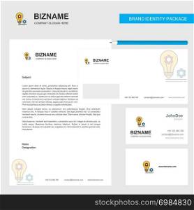 Bulb with gear Business Letterhead, Envelope and visiting Card Design vector template