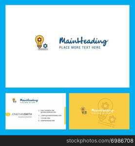 Bulb with gear Logo design with Tagline & Front and Back Busienss Card Template. Vector Creative Design