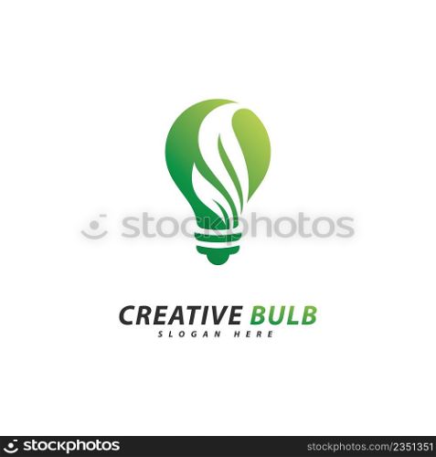 Bulb with leaf logo vector. Creative eco energy Logo design concept