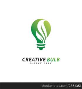 Bulb with leaf logo vector. Creative eco energy Logo design concept