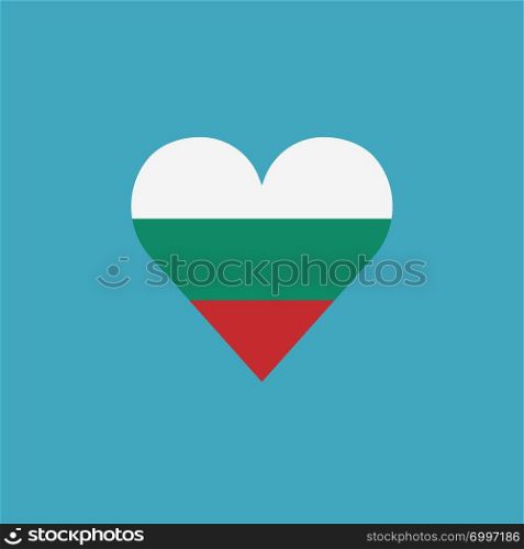 Bulgaria flag icon in a heart shape in flat design. Independence day or National day holiday concept.