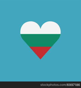 Bulgaria flag icon in a heart shape in flat design. Independence day or National day holiday concept.