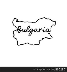 Bulgaria outline map with the handwritten country name. Continuous line drawing of patriotic home sign. A love for a small homeland. T-shirt print idea. Vector illustration.. Bulgaria outline map with the handwritten country name. Continuous line drawing of patriotic home sign