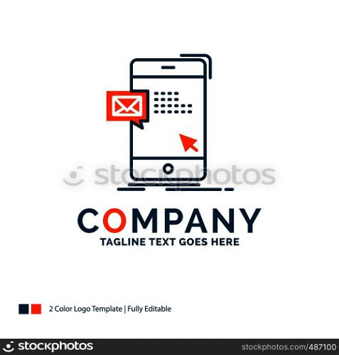 bulk, dialog, instant, mail, message Logo Design. Blue and Orange Brand Name Design. Place for Tagline. Business Logo template.