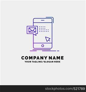 bulk, dialog, instant, mail, message Purple Business Logo Template. Place for Tagline. Vector EPS10 Abstract Template background