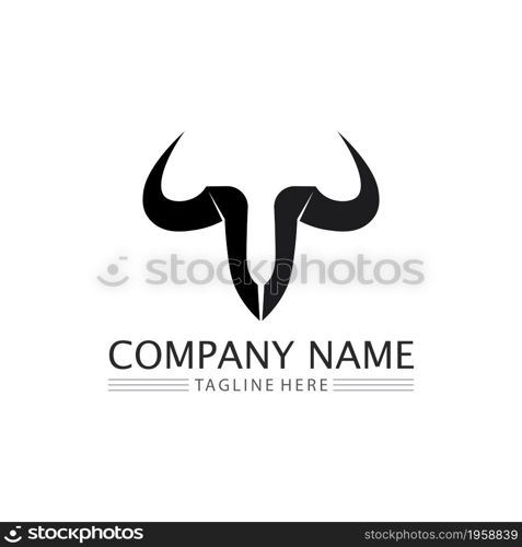 Bull and buffalo head cow animal mascot logo design vector for sport horn buffalo animal mammals head logo wild matador