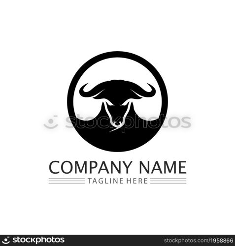 Bull and buffalo head cow animal mascot logo design vector for sport horn buffalo animal mammals head logo wild matador