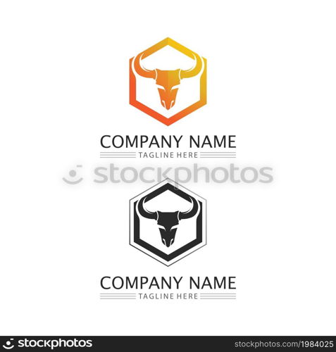 Bull and buffalo head cow animal mascot logo design vector for sport horn buffalo animal mammals head logo wild matador