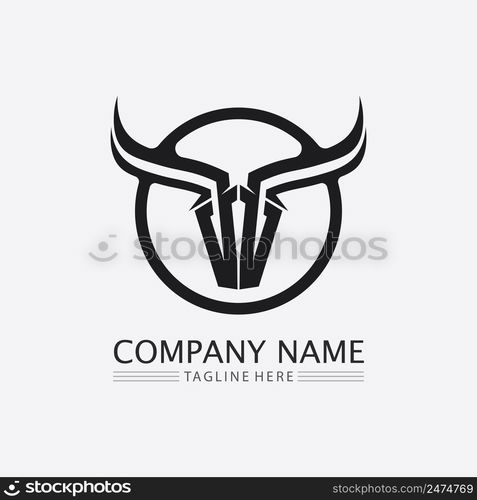 Bull and buffalo head cow animal mascot logo design vector for sport horn buffalo animal mammals head logo wild matador