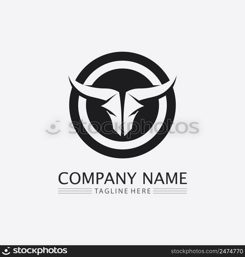 Bull and buffalo head cow animal mascot logo design vector for sport horn buffalo animal mammals head logo wild matador