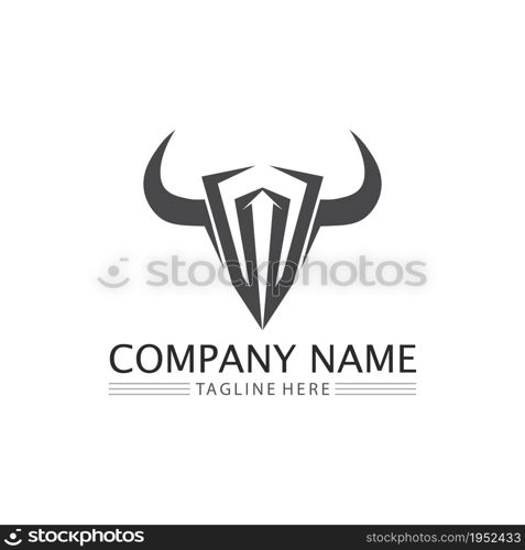 Bull and buffalo logo head cow animal mascot logo design vector for sport horn buffalo animal mammals head logo wild matador