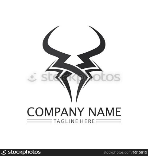 bull and cow logo design icon vector horn animals