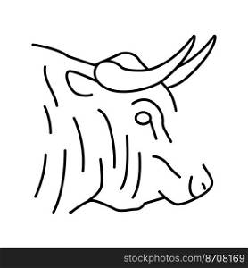 bull animal zoo line icon vector. bull animal zoo sign. isolated contour symbol black illustration. bull animal zoo line icon vector illustration