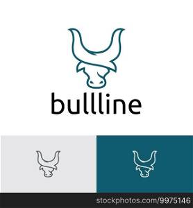 Bull Buffalo Head Monoline Style Logo Template