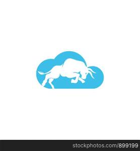 Bull cloud shape vector logo design. Simple animal vector logo design template.